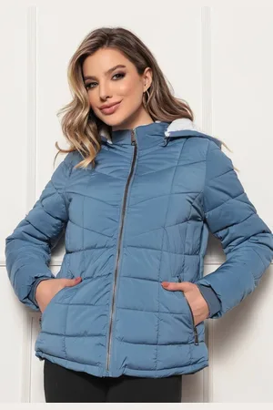 Avec Jaqueta Feminina com Capuz Duas Cores Tendência Inverno