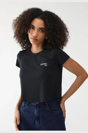 LEZ A LEZ Camiseta Cropped Reta Logo Preta