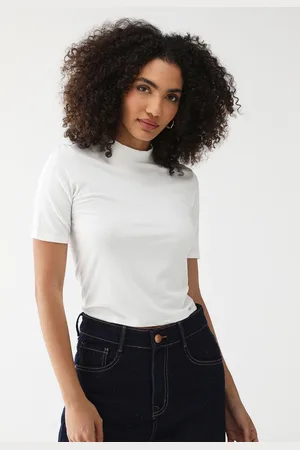 LEZ A LEZ Blusa Canelada Ajustada Lisa Off-White