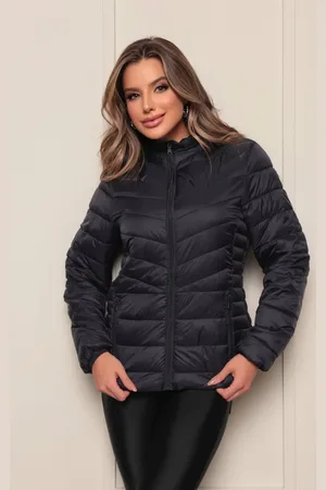 Avec Jaqueta Puffer Feminina Bobojaco Forrado Com Touca Tendência Inverno