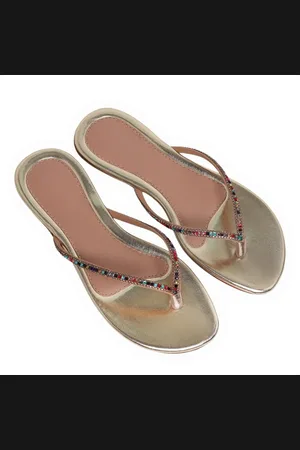 CARMELO SHOES Chinelo Feminino Rasteirinha Confortável Salto Baixo Com Strass Brilho Casual Moda Praia Verão Dourada