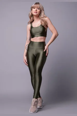 Bella Fiore Modas Conjunto Fitness Top Bojo Removível e Calça New Zig