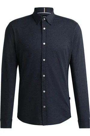 HUGO BOSS Camisa Slim-Fit Em Jersey De Algodão Estruturado - G-L