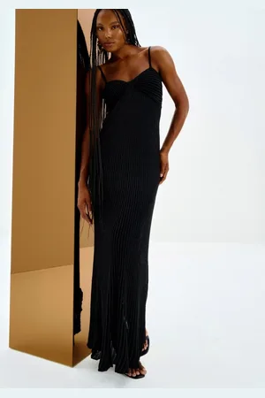 LEZ A LEZ Vestido Longo em Tricô Lurex com Detalhe Busto