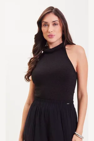 Marialicia Regata Feminina Tricô Gola Alta