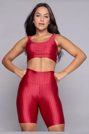 VEKYO Conjunto Fitness Top Bojo Removível e Bermuda New Zig 3D Rosa