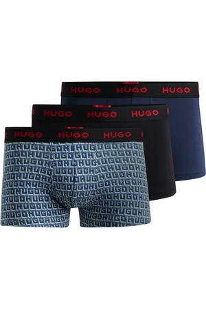HUGO BOSS Três Cuecas Boxer De Algodão Elástico Com Cós Com Logo - M-M