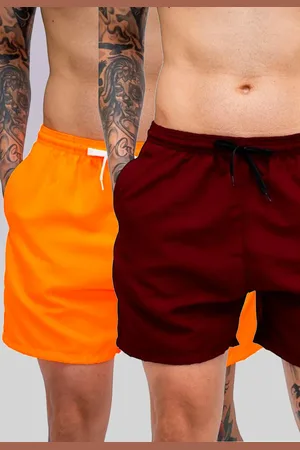 Mooboots Kit 2 Shorts Tactel Premium Bermudas Moda Praia tectel Vinho e Laranja