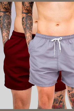 Mooboots Kit 2 Shorts Tactel Premium Bermudas Moda Praia tectel Cinza e Vinho Bordo
