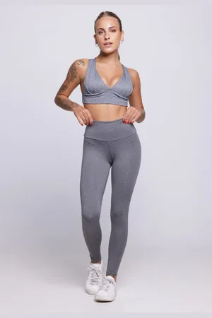 VEKYO Conjunto Top Bojo e Calça Fitness Alça Cintura Alta Academia