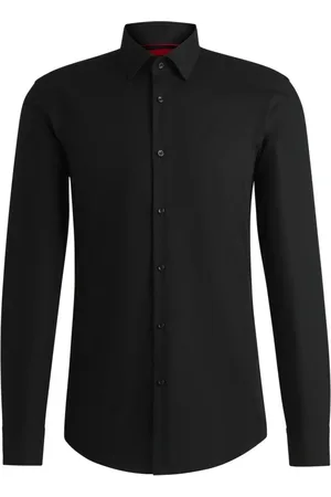 HUGO BOSS Camisa Slim De Jacquard De Algodão Com Logo - 39