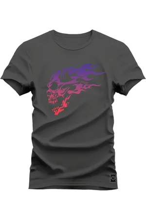 Nexstar Camiseta Algodão T-Shirt Estampa Dtf Digital Caveira fire
