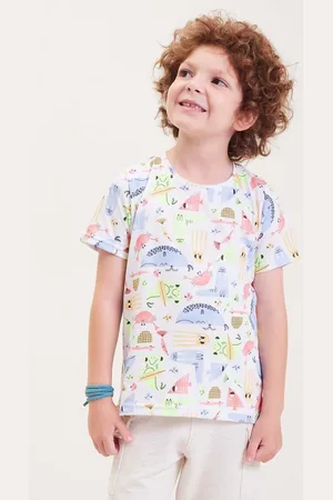 Elian Infantil - Camiseta Menino Estampada Branca