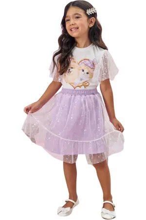 Kukiê Infantil - Conjunto de Blusa e Saia de Tule Borboletas 77652