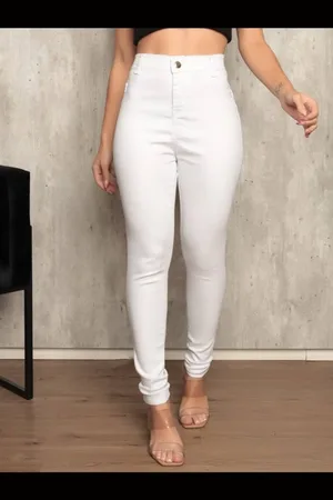Avec Calça Branca Skinny Feminina de Cintura Alta - Elegância e Conforto