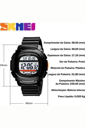 Skmei Relógio Masculino Digital 1657 e Laranja