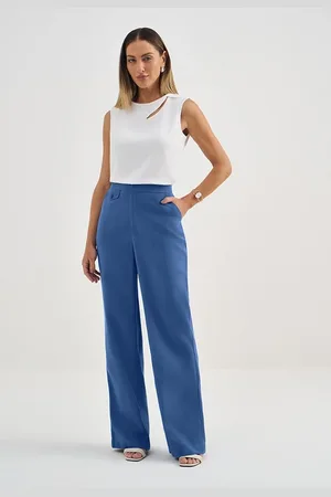 Principessa Calça Wide Leg de Alfaiataria em Viscose Hortênsia Elise