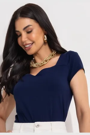 QUINTESS Blusa Em Malha De Viscose Marinho
