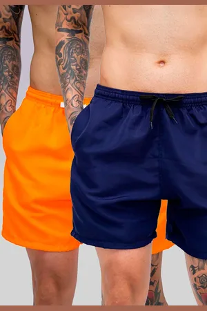 Mooboots Kit 2 Shorts Tactel Premium Bermudas Moda Praia tectel Azul marinho e Laranja