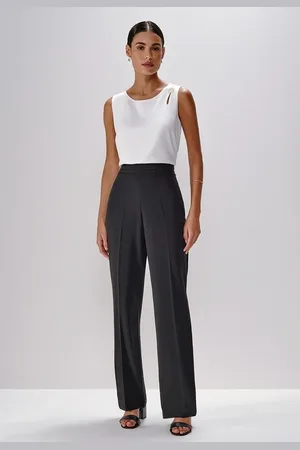 Principessa Calça Wide Leg de Alfaiataria com Cós Duplo Josi