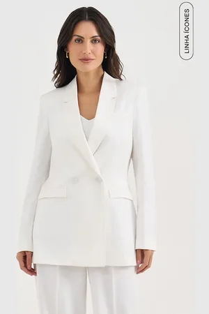 Principessa Blazer Intermediário Transpassado em Alfaiataria Off White Valentine
