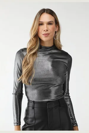 LANCA PERFUME Blusa Ajustada Metalizada Grafite