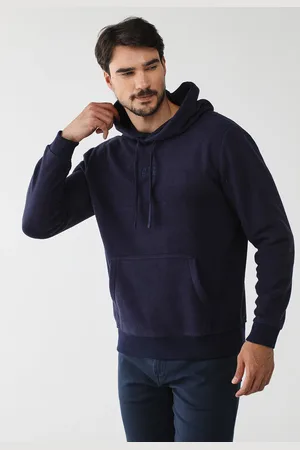 GAP Blusa de Moletom Flanelada Reta Logo Azul-Marinho
