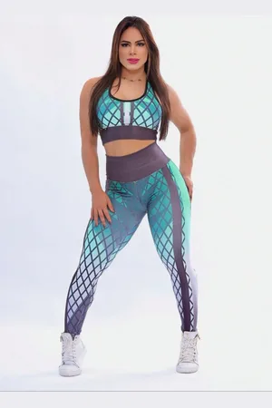 Dl Conjunto Feminino Top e Calça Fitness Premium Ginastica Academia Cintura Alta com Forro Não Transparente