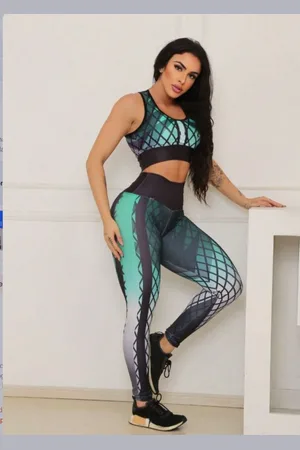 Dl Conjunto Feminino Top e Calça Fitness Premium Ginastica Academia Cintura Alta com Forro Não Transparente