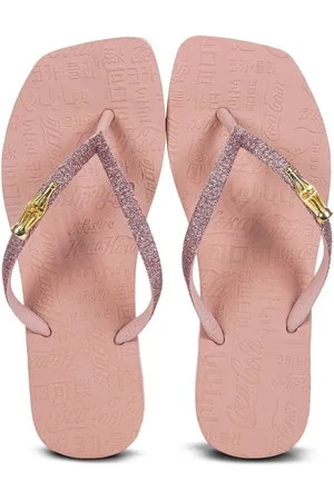 Coca Cola Shoes Chinelo Coca-Cola Square Shine Rose Claro