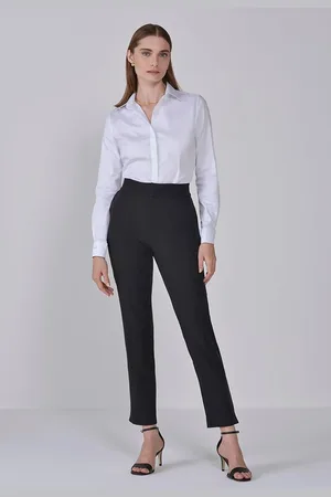 Principessa Calça Reta Slim de Alfaiataria Preta Reese
