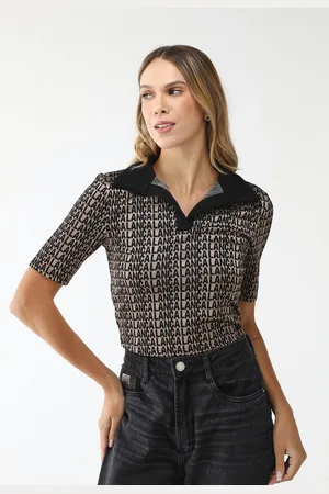 LANCA PERFUME Camisa Cropped Polo Ajustada Signature