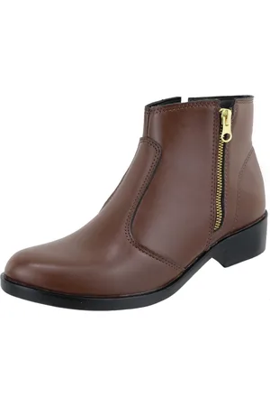 Agnes Veronez Botinha Basica Confortavel Macia Cano Curto Chocolate