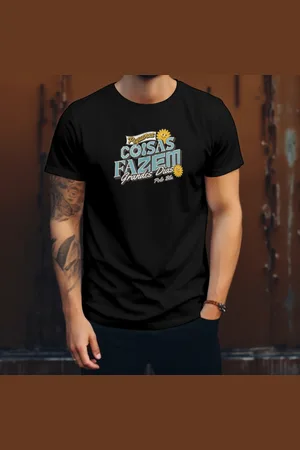 Polo Blu Camiseta Masculina Casual Estampada em Algodão Preta do P ao G1