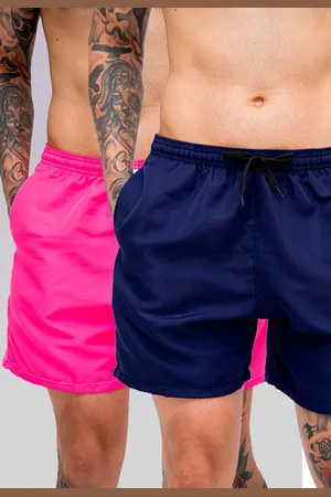 Mooboots Kit 2 Shorts Tactel Premium Bermudas Moda Praia tectel Azul marinho e Rosa Pink