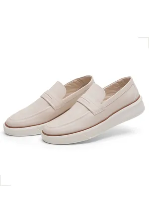 BIA Sapato Casual Mocassim Masculino Bertelli sem Cadarço Moderno Off White