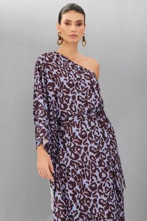SMK Vestido Animal Print Ombro Único