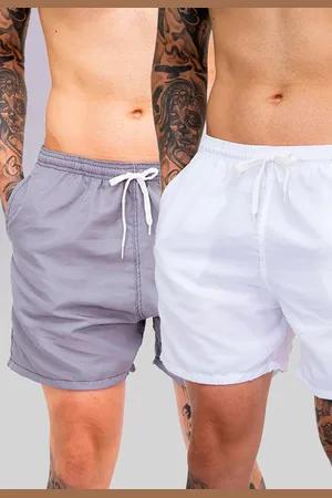 Mooboots Kit 2 Shorts Tactel Premium Bermudas Moda Praia tectel Branco e Cinza