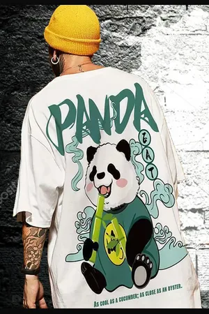 Mooboots Camiseta Preto Grande Blusa Academia Fitness Masculino Oversized Camisa streetwear Over Branca Estampa Grande Urso Panda