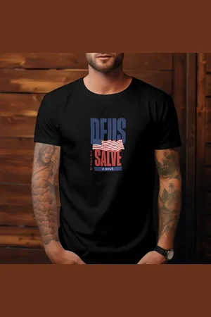 Polo Blu Camiseta Masculina Casual Estampada em Algodão Preta do P ao G1