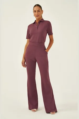 Principessa Calça Flare em Malha Texturizada Uva Katlin