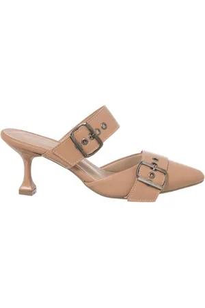 Stessy Shoes Scarpin Feminino Mule Bico Fino Salto Taça Fivelas Ajustável