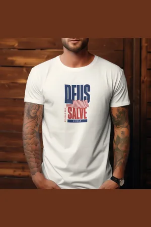 Polo Blu Camiseta Masculina Casual Estampada em Algodão Branca do P ao G1