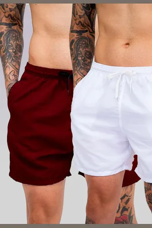 Mooboots Kit 2 Shorts Tactel Premium Bermudas Moda Praia tectel Branco e Vinho Bordo