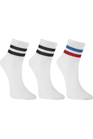 Winston Kit 3 Pares Meia Cano Médio Alto Listras Old School Streetwear Branca