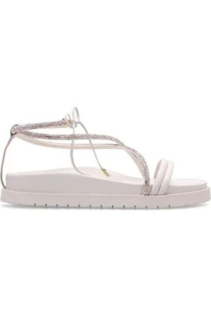 Luz da Lua Sandália Flatform Saara Panna/tira Strass Cristal - 80650006 Off-white