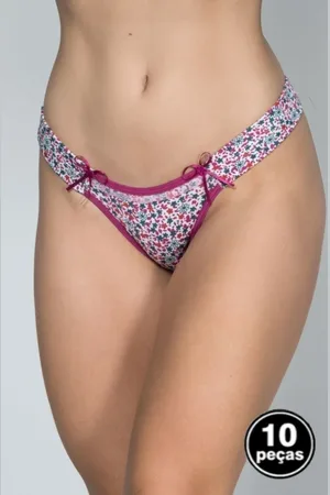 Bella Fiore Modas Kit 10 Calcinha Tanga Juliana Multicolorida
