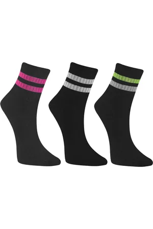 Winston Kit 3 Pares Meia Cano Médio Alto Listras Old School Streetwear Pink Neon/ Preto/Verde Neon
