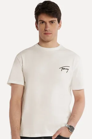 Tommy Hilfiger Camiseta Masculina Embroidered Signature Off-White
