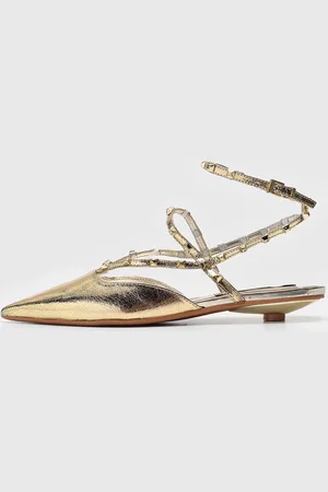 SANTA LOLLA Sapatilha Slingback Tachas Metalizadas Dourada